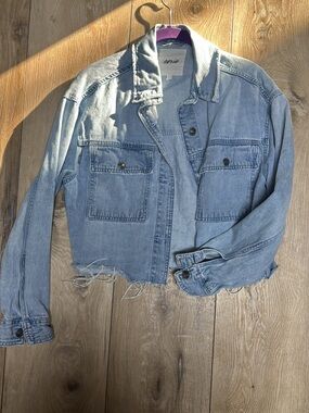 aerie Light Blue Cropped Denim Jacket
